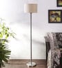 White Jute Shade Floor Lamp with Steel Base