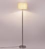 White Jute Shade Floor Lamp with Steel Base