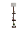 White Jute Shade Shelf Floor Lamp with Walnut Base