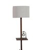 White Jute Shade Shelf Floor Lamp with Walnut Base