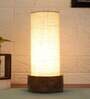 White Jute Shade Table Lamp With Wood Base
