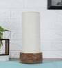 White Jute Shade Table Lamp With Wood Base