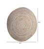 White Geometric Jute 3 ft x 3 ft Hand Woven Round Carpet