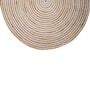 White Geometric Jute 3 ft x 3 ft Hand Woven Round Carpet