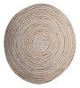 White Geometric Jute 3 ft x 3 ft Hand Woven Round Carpet