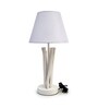 White Fabric Shade Table Lamp with White Base