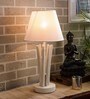 White Fabric Shade Table Lamp with White Base