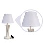 White Fabric Shade Table Lamp with White Base