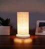 White Jute table lamp with White wood base -12