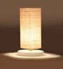 White Jute table lamp with White wood base -12