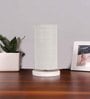 White Jute table lamp with White wood base -12