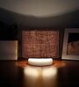 White Jute Table Lamp with White wood base -35