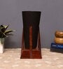 White Jute Table Lamp With Wood Base