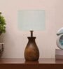White Jute Table Lamp With Wood Base