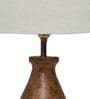 White Jute Table Lamp With Wood Base