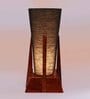 White Jute Table Lamp With Wood Base
