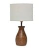 White Jute Table Lamp With Wood Base