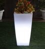 White Plastic Square Shaped Led Planter