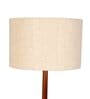 White Linen Shade  Floor Lamp With Brown Base