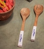 (Pack of 2) White & Brown Mango Wood Serving Spoon