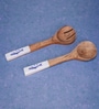 (Pack of 2) White & Brown Mango Wood Serving Spoon