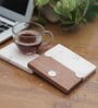 White Marble and Wood Set of 2 Table Coasters