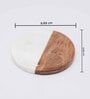 White Marble and Wood Set of 2 Table Coasters