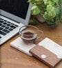 White Marble and Wood Set of 2 Table Coasters
