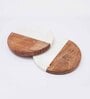 White Marble and Wood Set of 2 Table Coasters