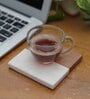 White Marble and Wood Set of 4 Table Coasters