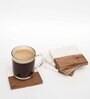 White Marble and Wood Set of 4 Table Coasters