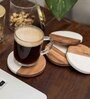 White Marble and Wood Set of 4 Table Coasters