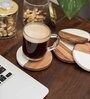 White Marble and Wood Set of 4 Table Coasters