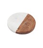 White Marble and Wood Set of 4 Table Coasters