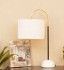 Emilia Beige Cotton Shade Night Lamp With Marble & Metal Base