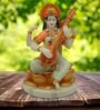 White Marble Handpainted Goddess Mata Saraswati Idol