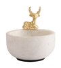 White Marble Nut Candy Bowl Brass Antler Embedded