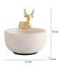White Marble Nut Candy Bowl Brass Antler Embedded