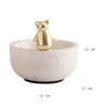 White Marble Nut Candy Bowl Brass Teddy Embedded