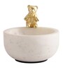 White Marble Nut Candy Bowl Brass Teddy Embedded