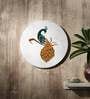 White Marble Peacock Hand Painted Wall Accent