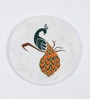 White Marble Peacock Hand Painted Wall Accent