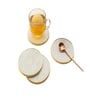 White Marble Ring Brass Coasters (Set Of 4)