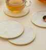 White Marble Ring Brass Coasters (Set Of 4)