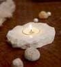 White Marble Table Tealight Holder With Candles