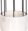 White Marble With Black Metal Mesh Desk Pot