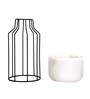 White Marble With Black Metal Mesh Desk Pot
