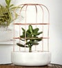 White Marble With Copper Metal Desk Pot
