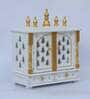 White Mdf & Wood Wall Mounted Mandir With Door