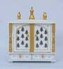 White Mdf & Wood Wall Mounted Mandir With Door
